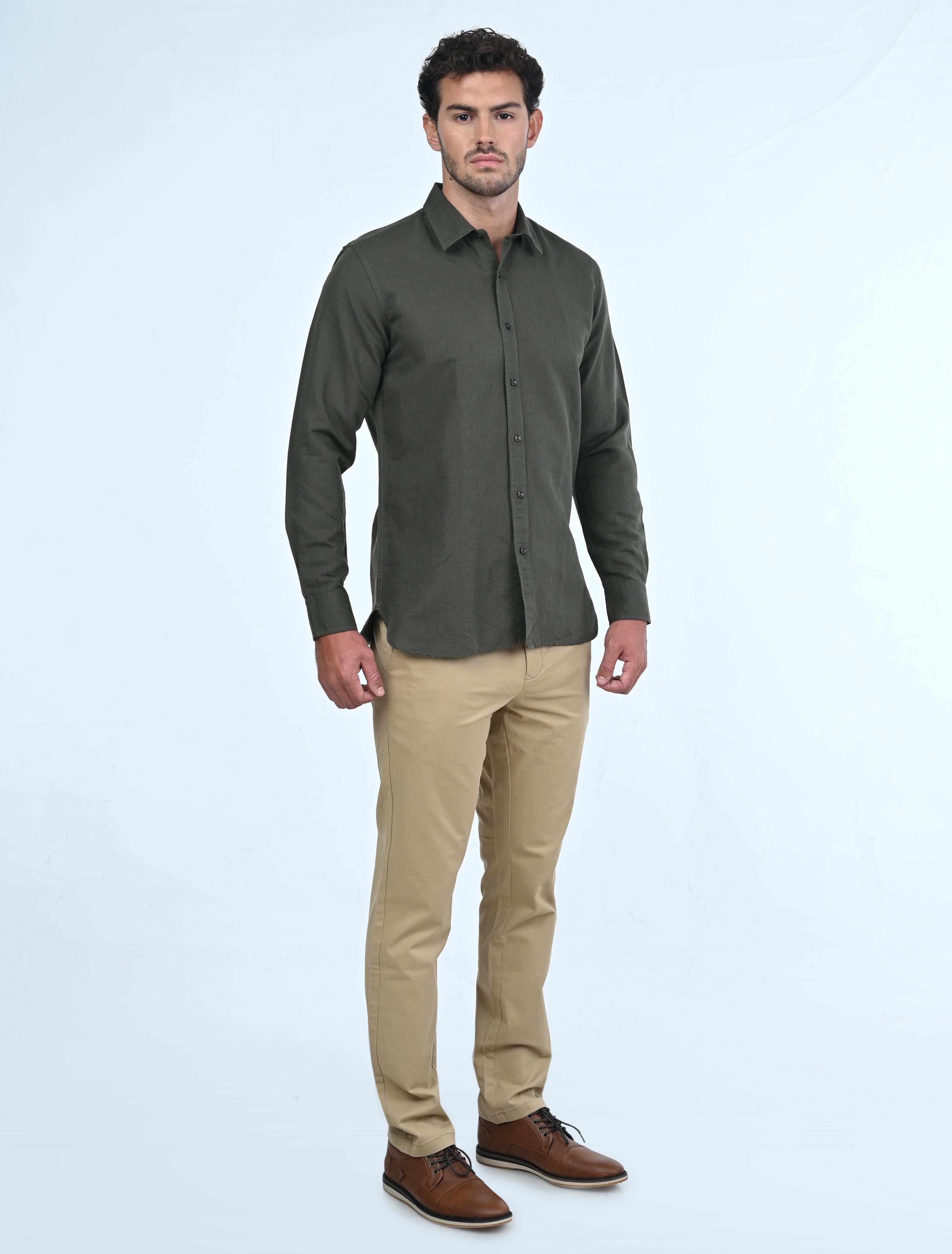 Langford Linen Shirt (Olive Green)