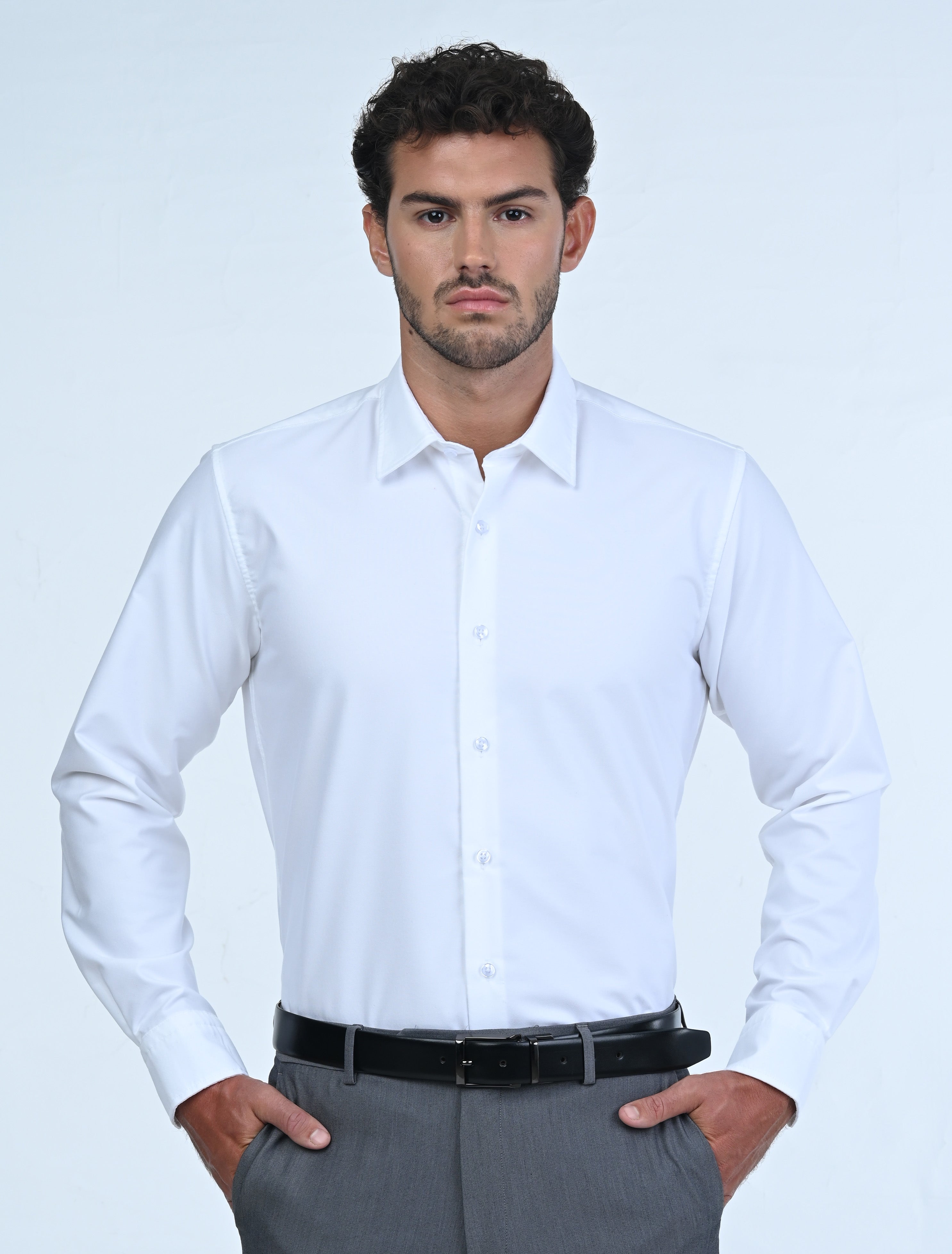 Luxury Milan Wrinkle Resistant Shirt (White)