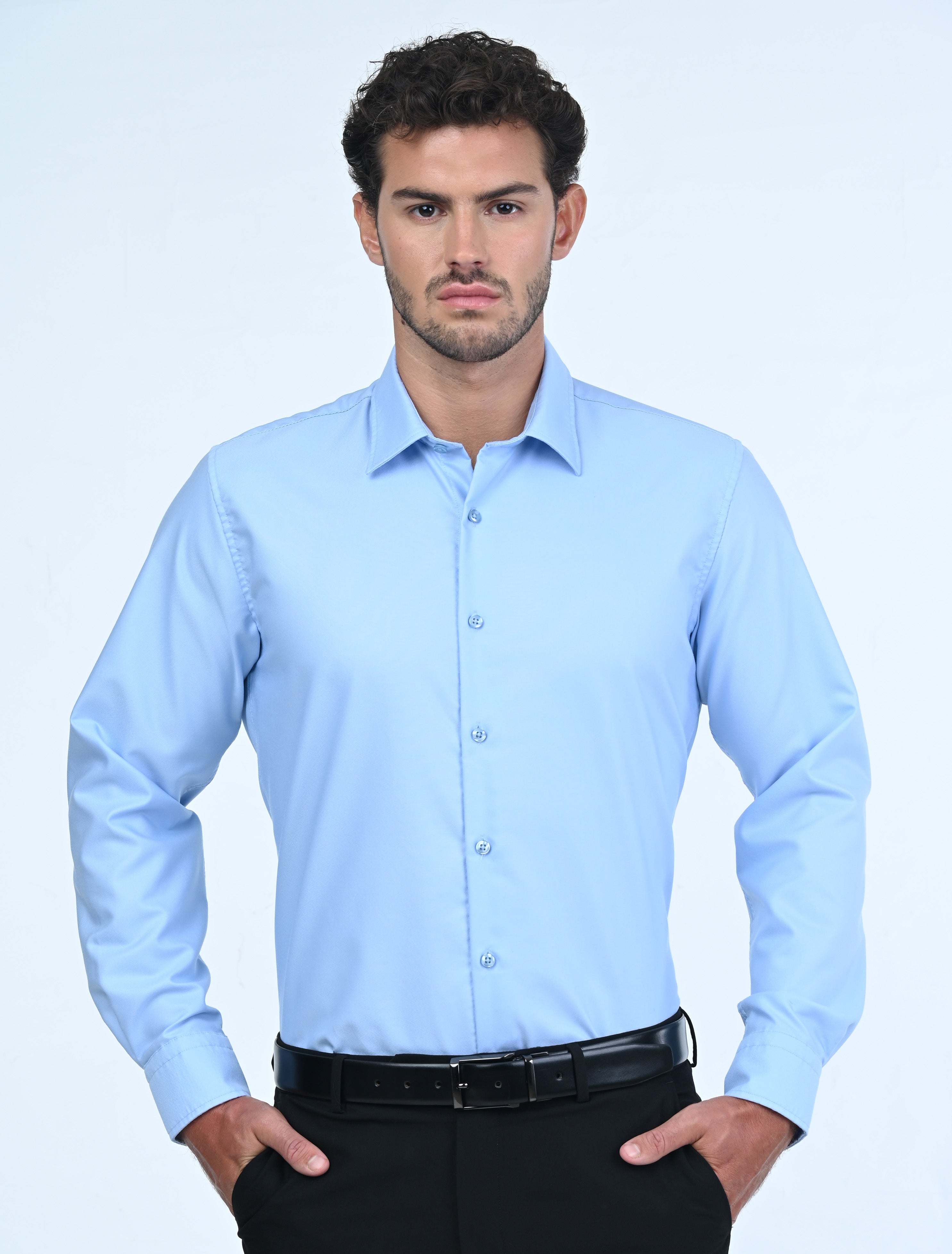Luxury Milan Wrinkle Resistant Shirt (Blue)