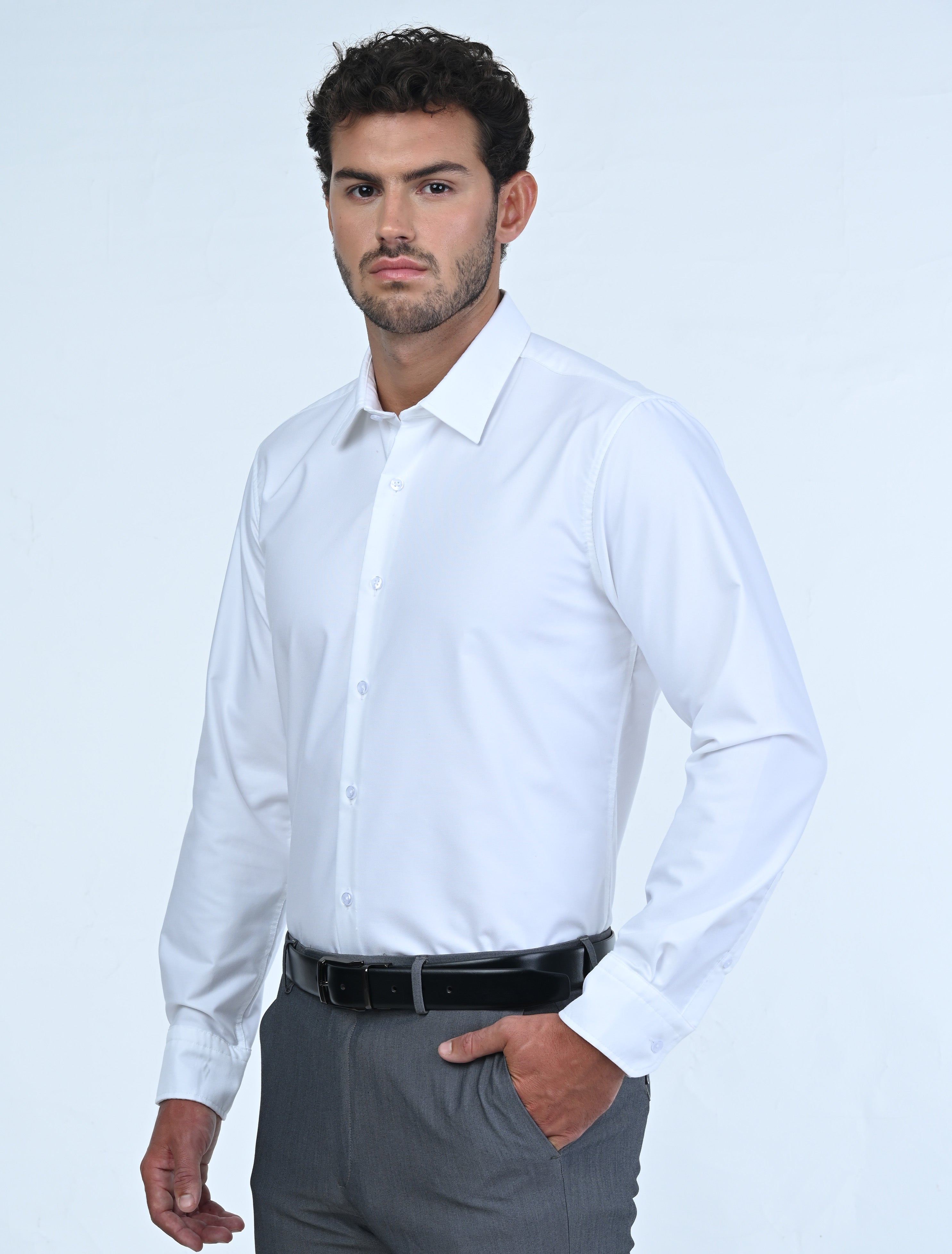 Luxury Milan Wrinkle Resistant Shirt (White)