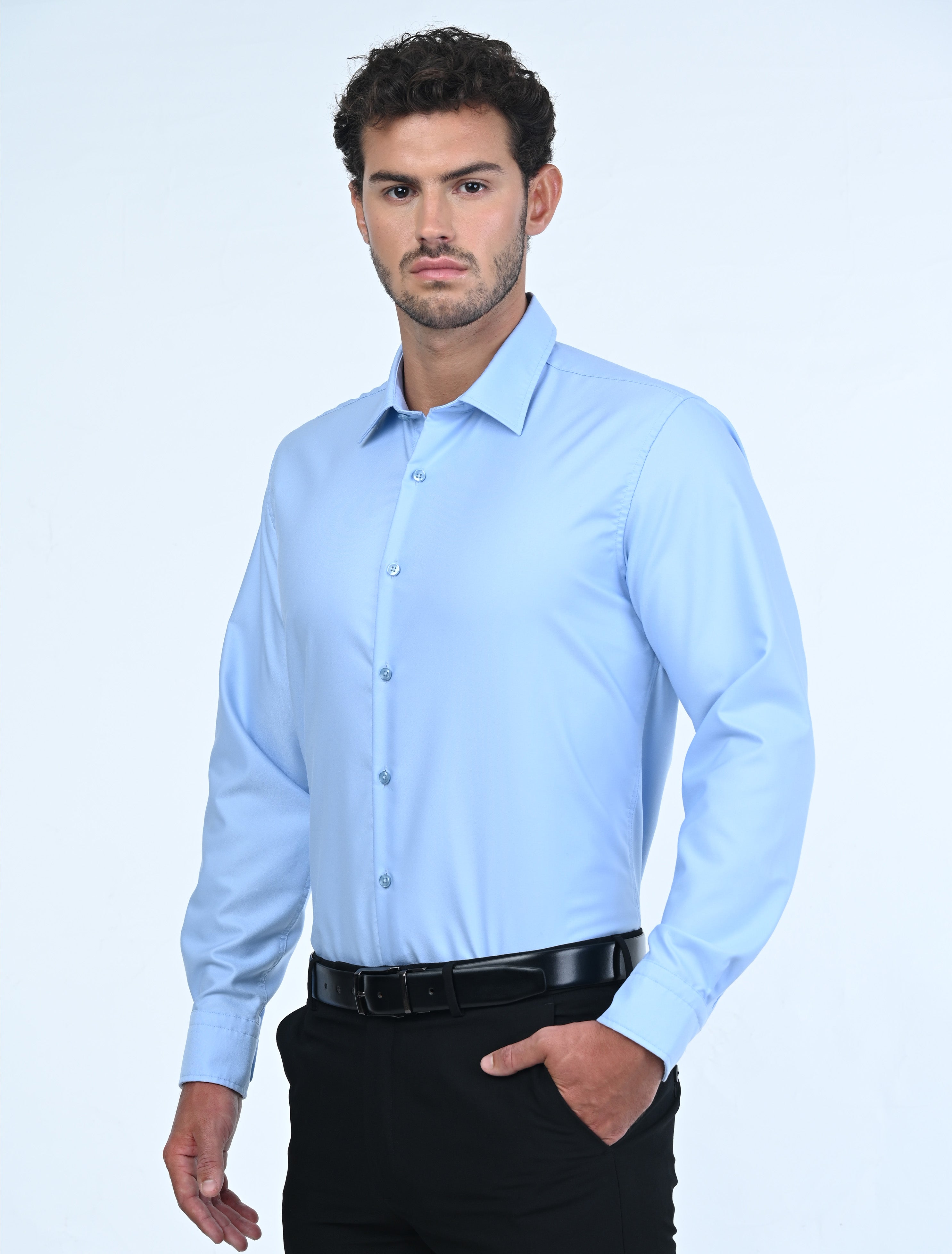 Luxury Milan Wrinkle Resistant Shirt (Blue)