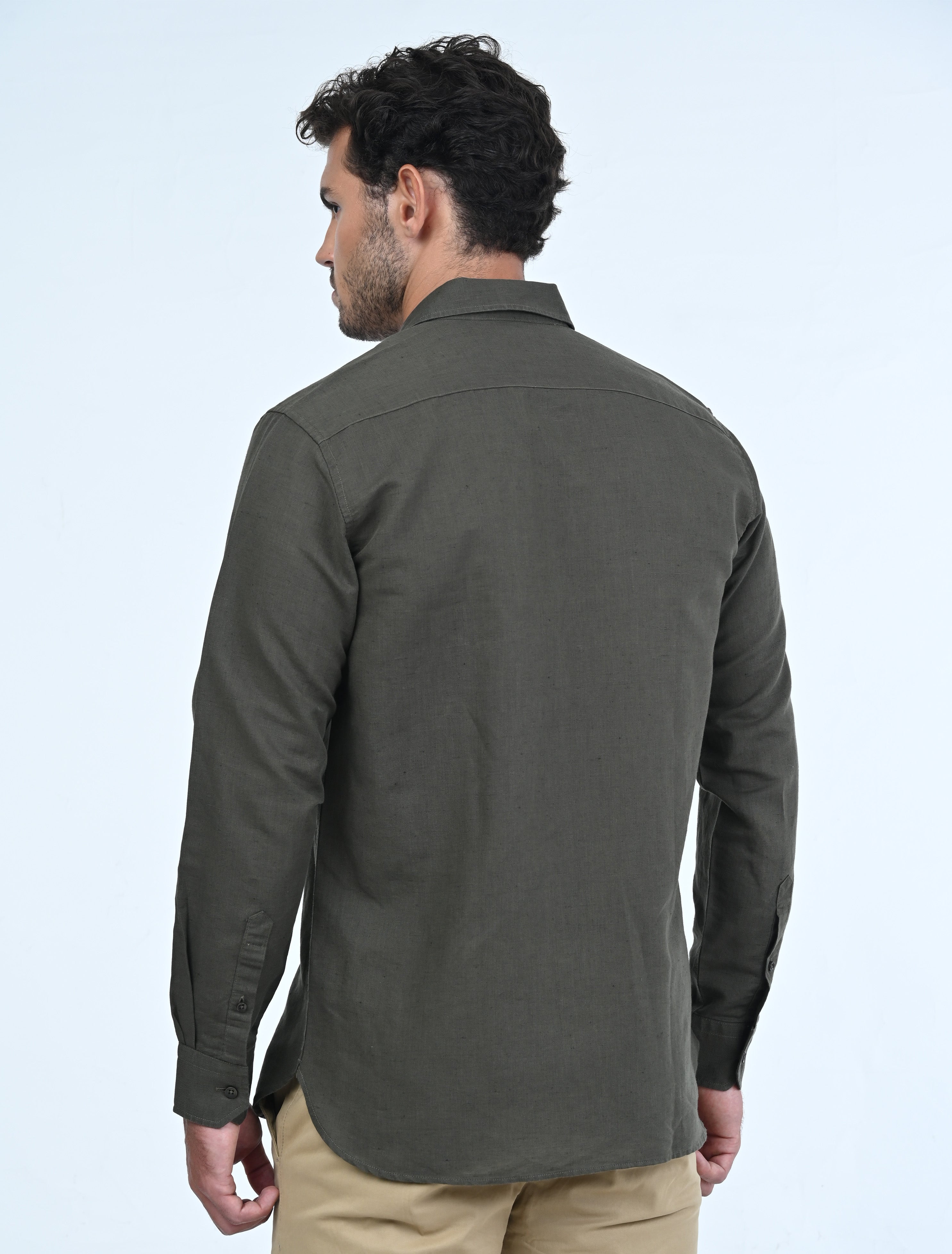 Langford Linen Shirt (Olive Green)