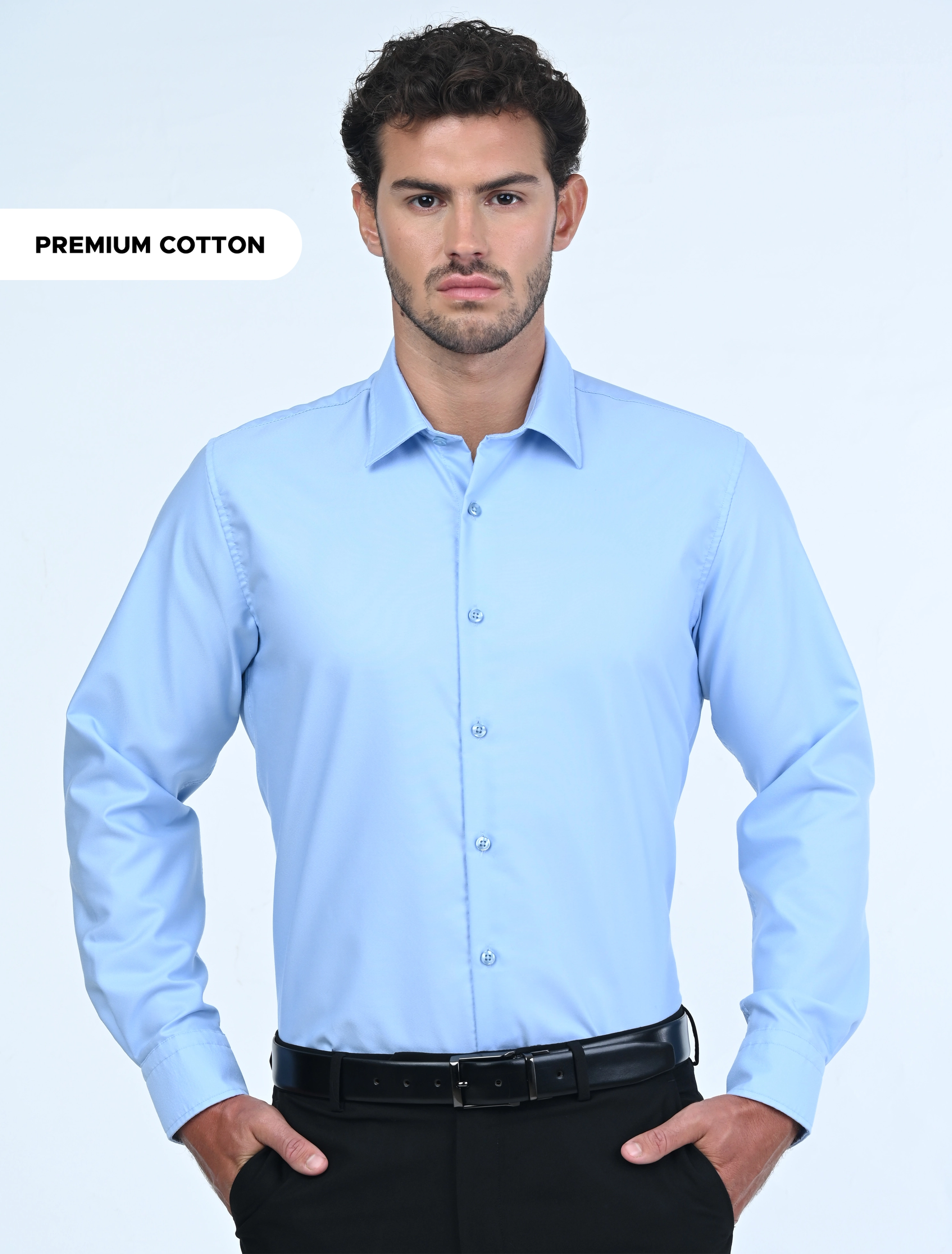 Luxury Milan Non-Iron Shirt (Sky Blue)