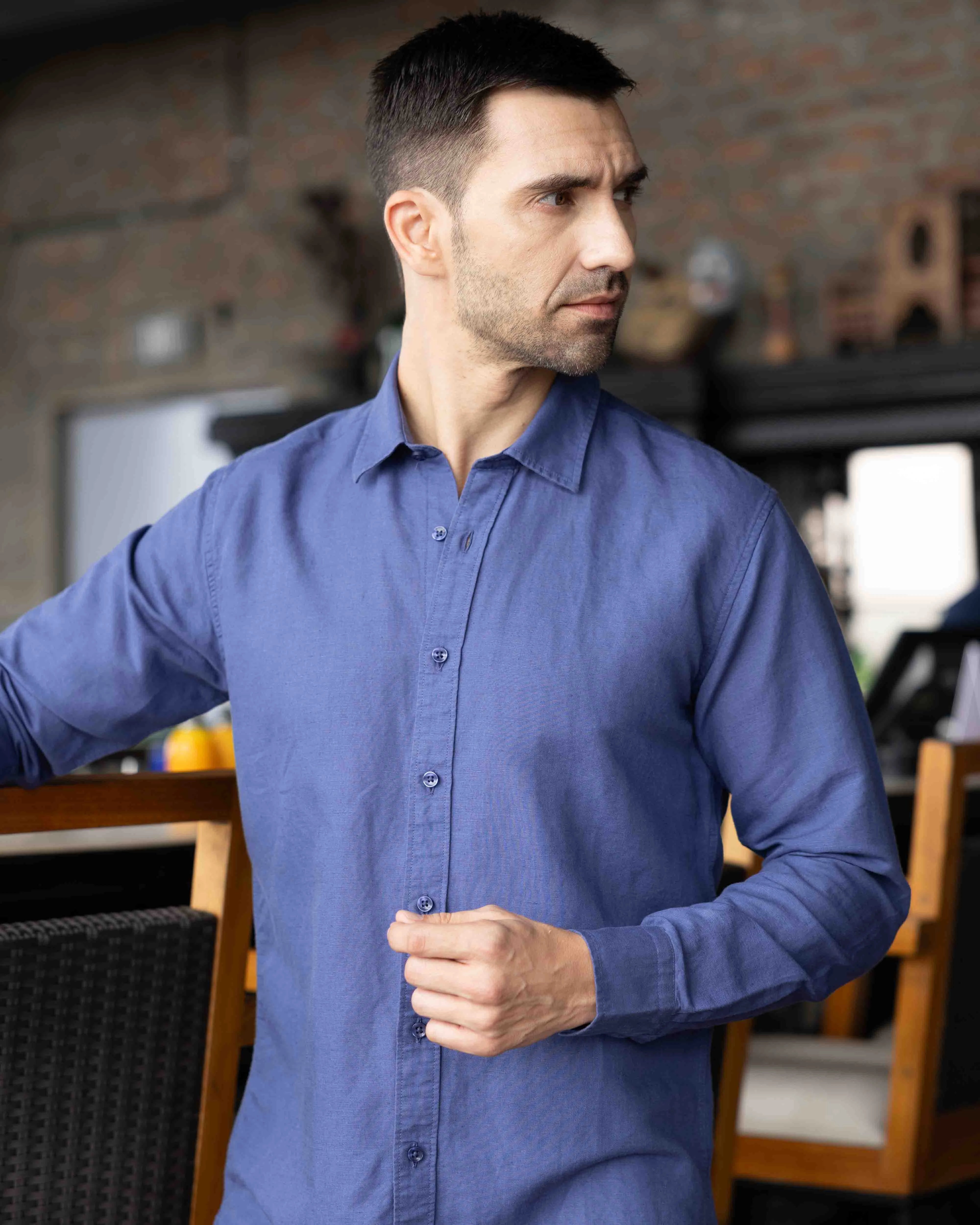 Langford Linen Shirt (Blue)