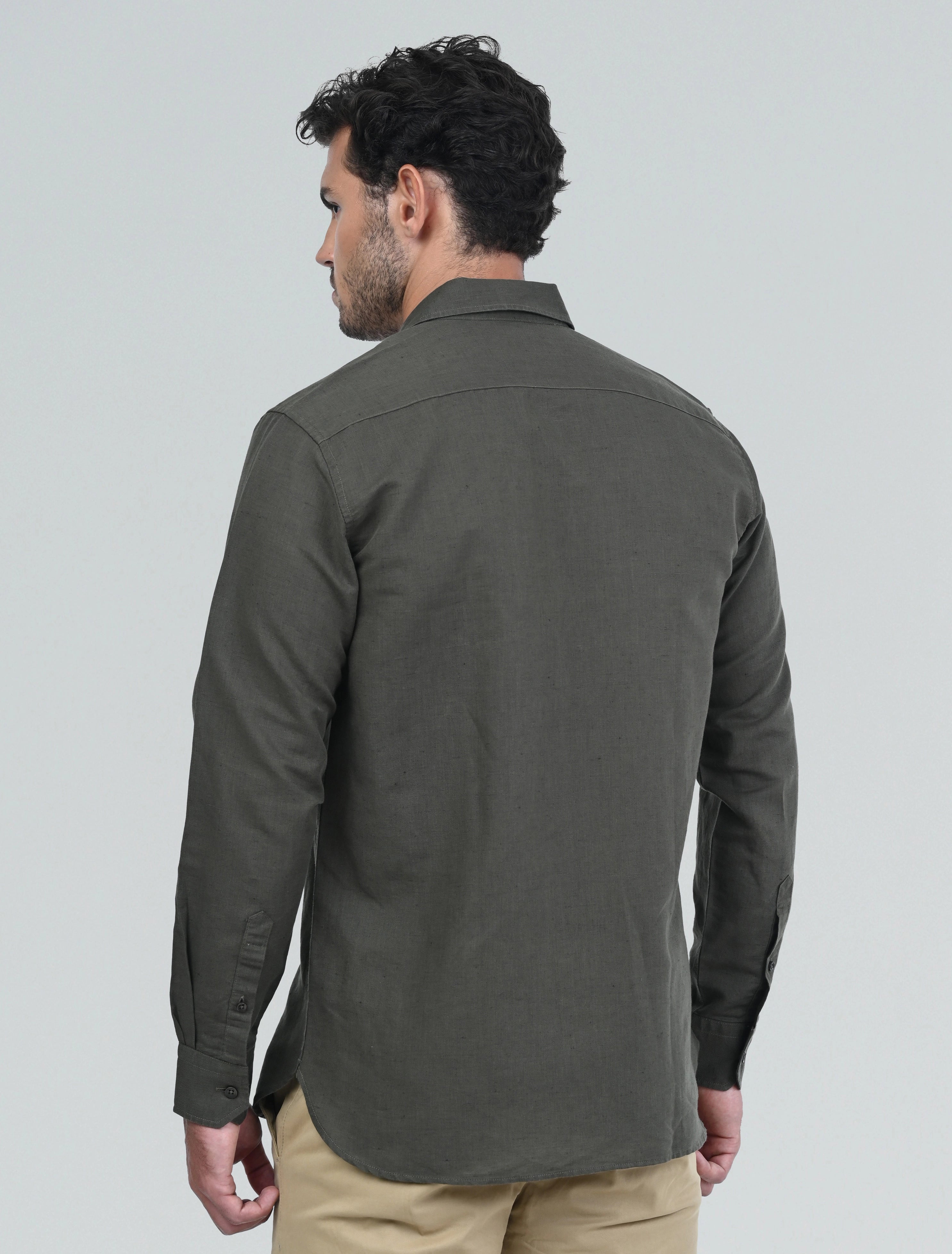 Langford Linen Shirt (Olive Green)