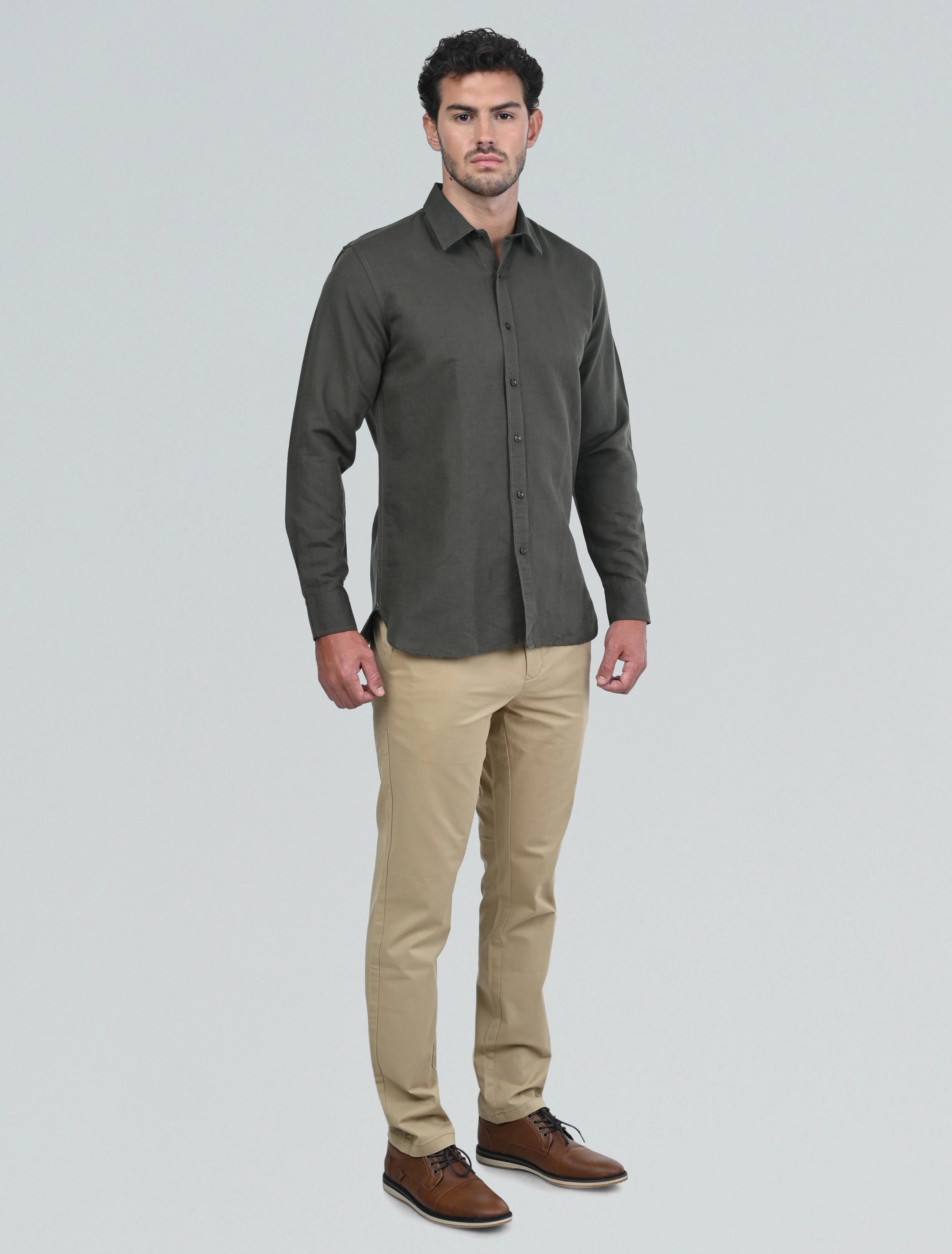 Langford Linen Shirt (Olive Green)
