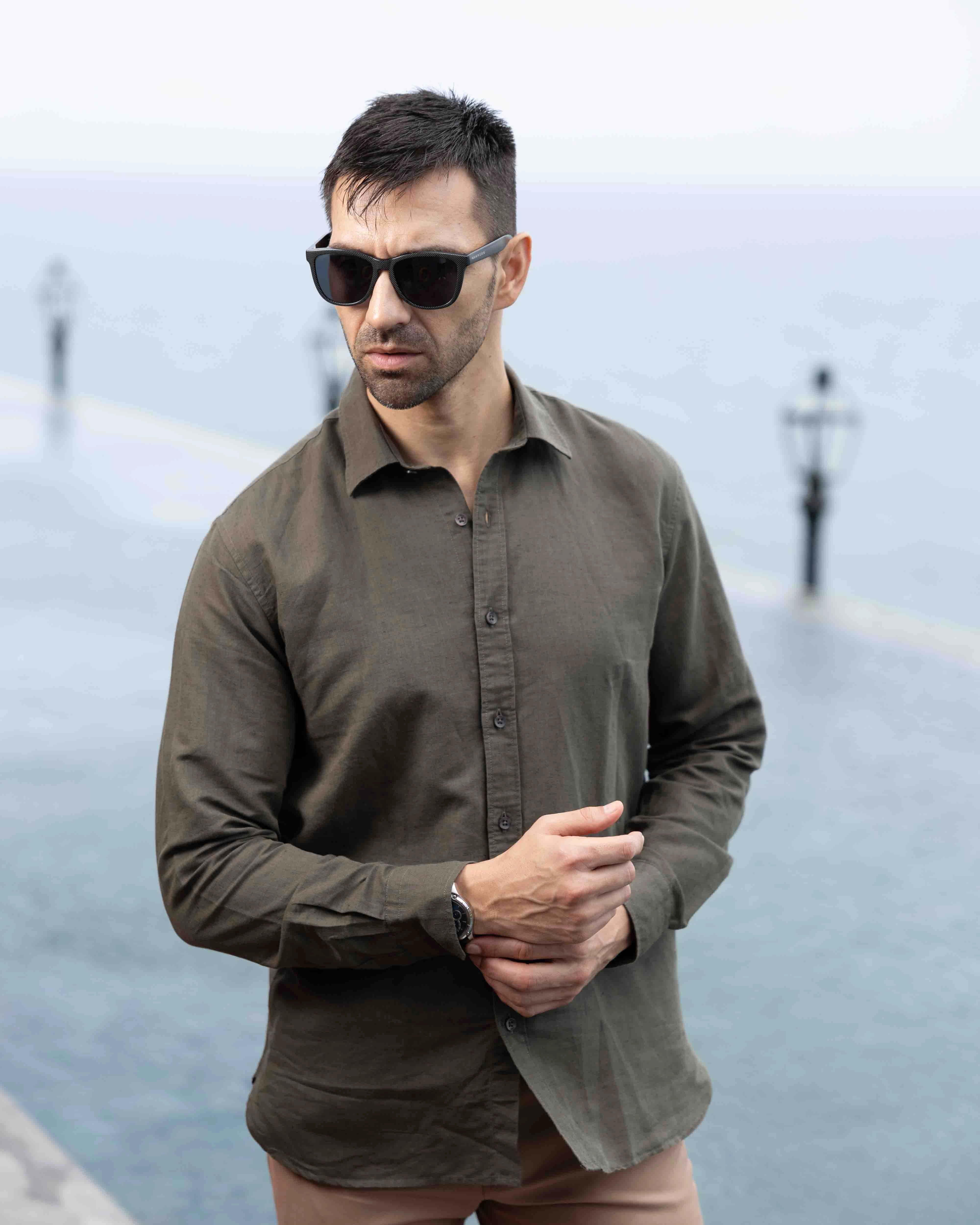 Langford Linen Shirt (Olive Green)