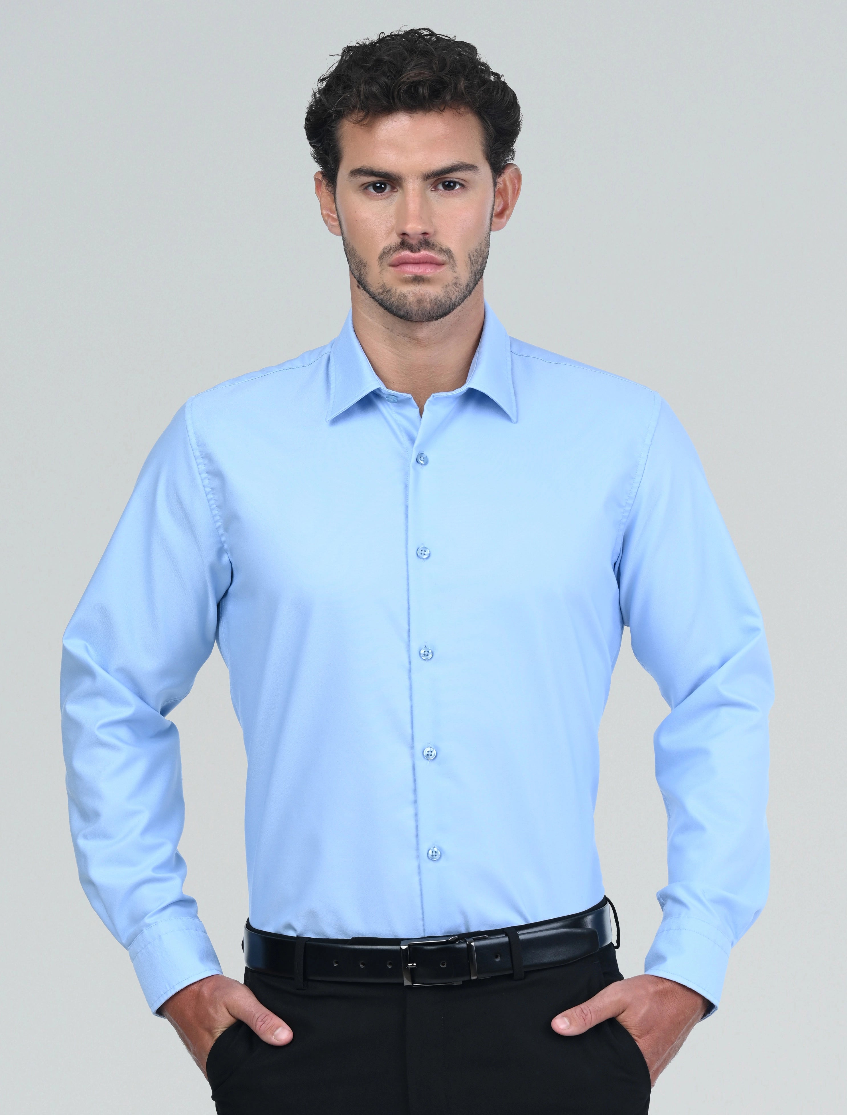 Luxury Milan Wrinkle Resistant Shirt (Blue)