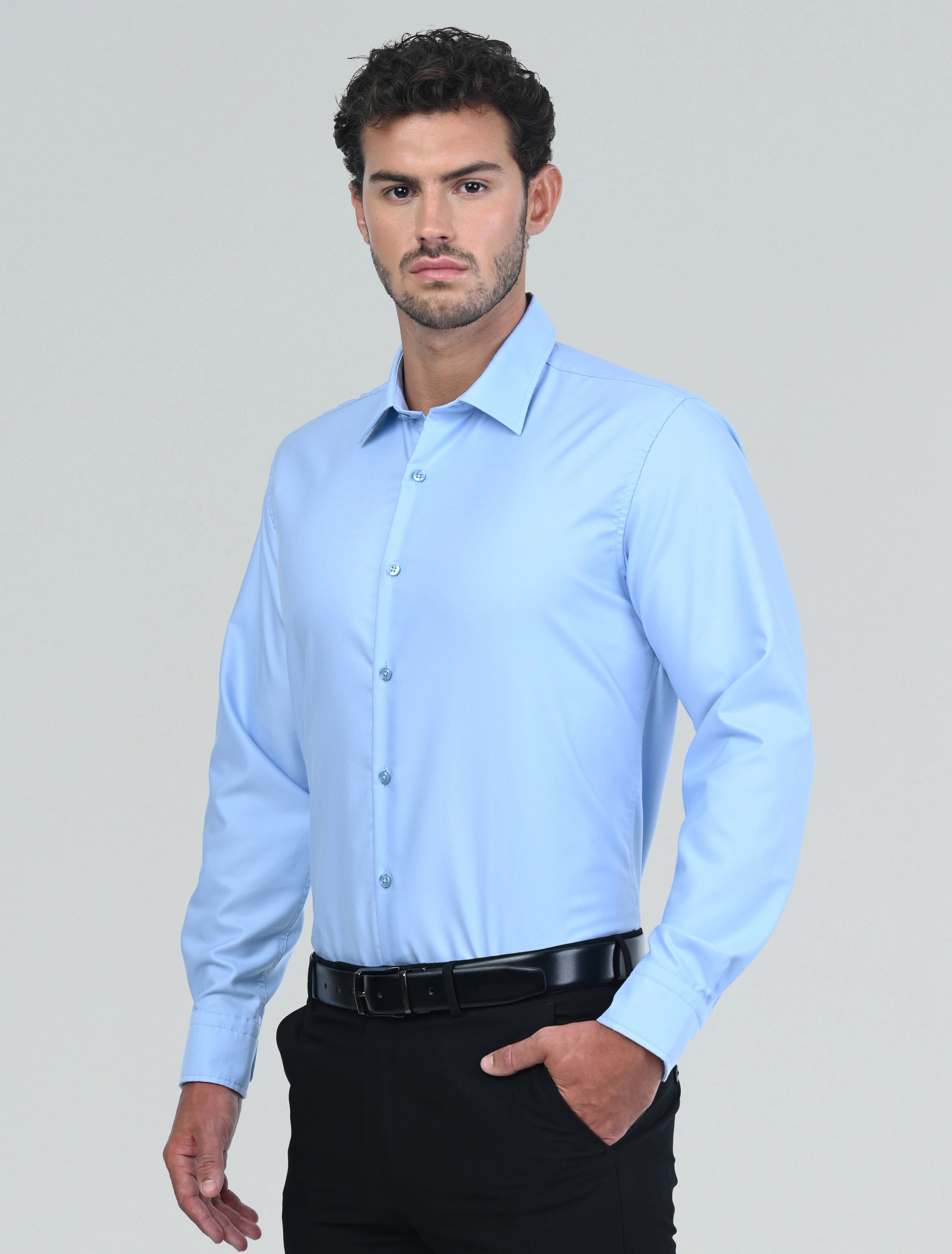 Luxury Milan Wrinkle Resistant Shirt (Blue)