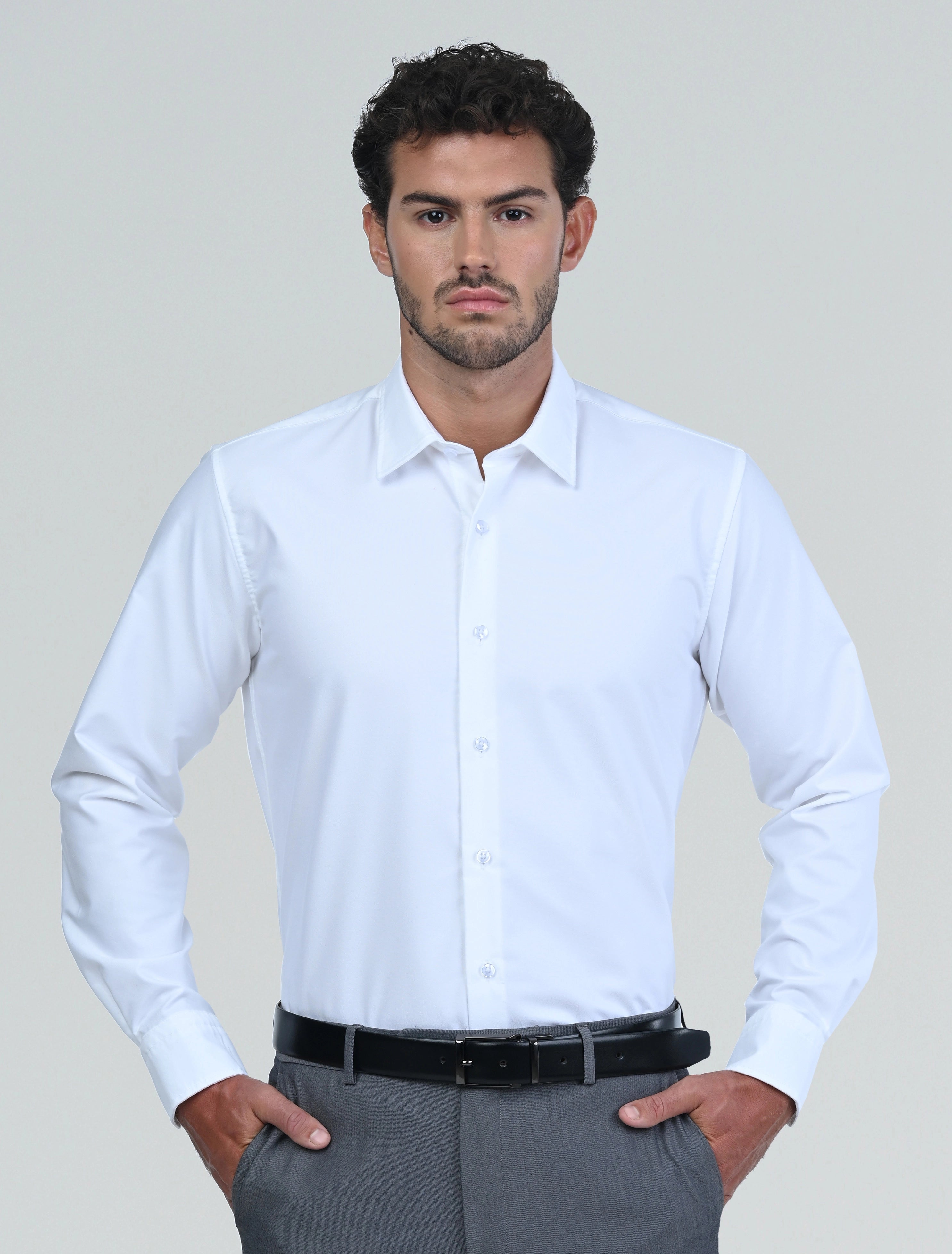 Luxury Milan Wrinkle Resistant Shirt (White)