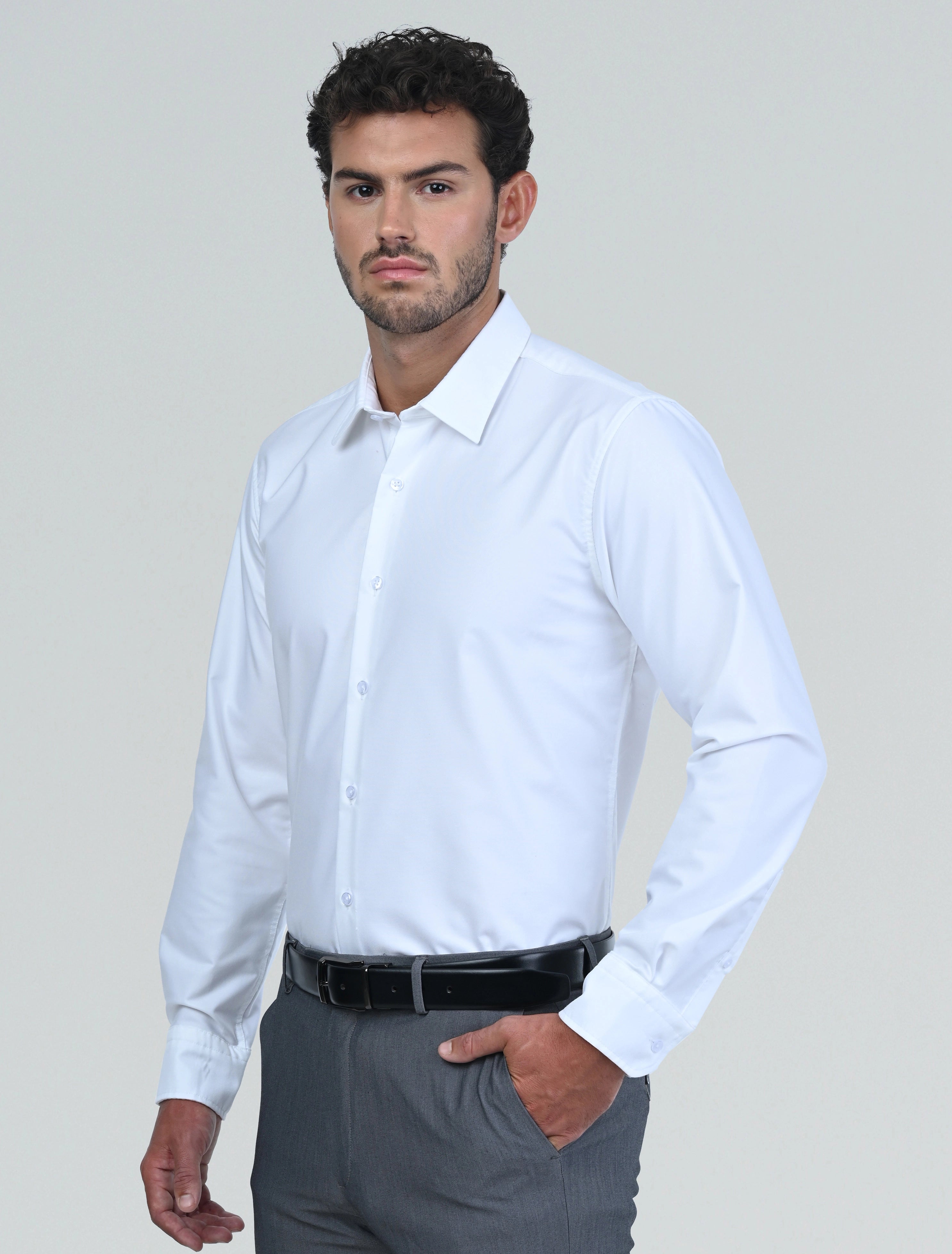 Luxury Milan Wrinkle Resistant Shirt (White)