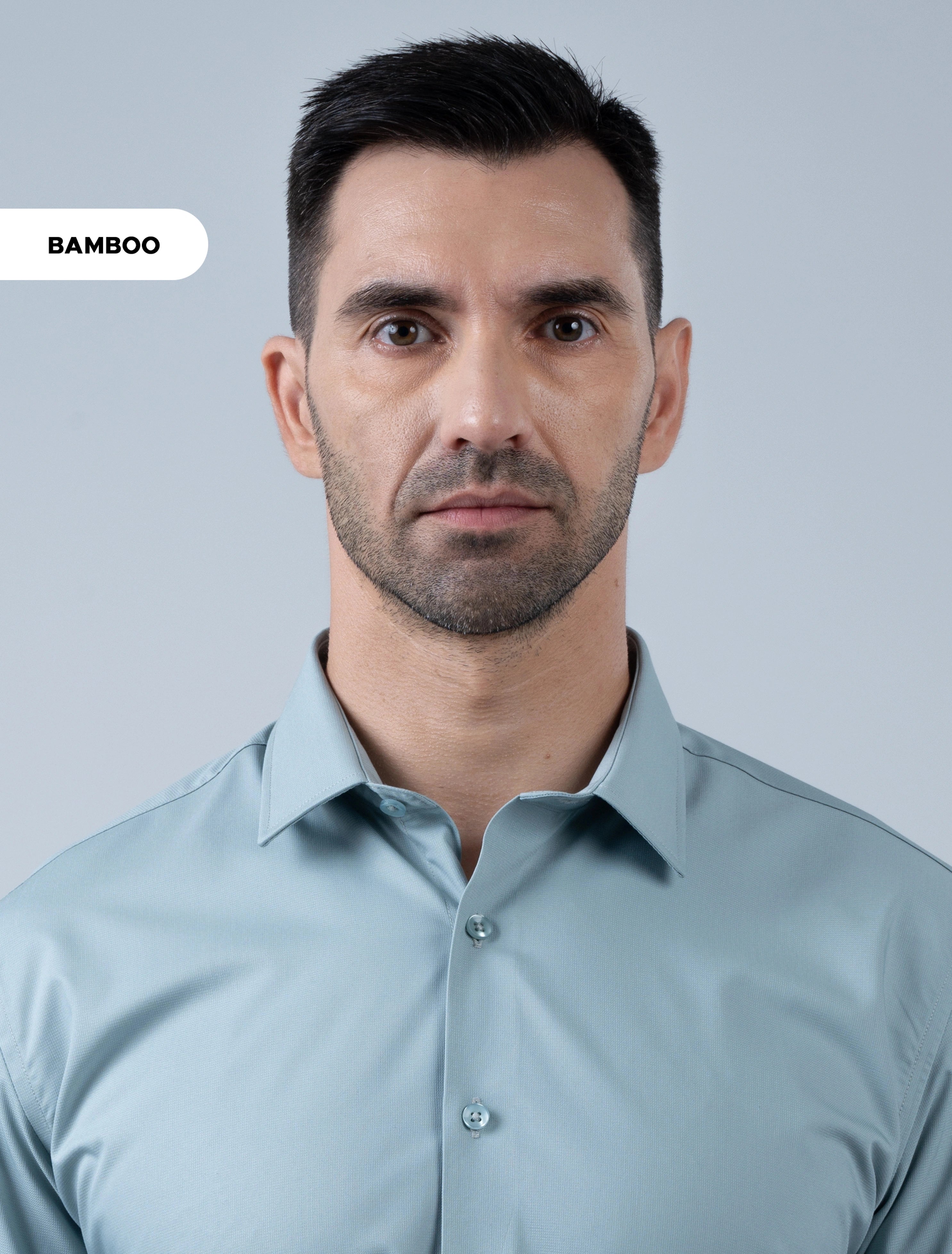 Marshall Menswear Bromley green bamboo shirt for men with refined collar detail, designed for modern business and professional office wear.
