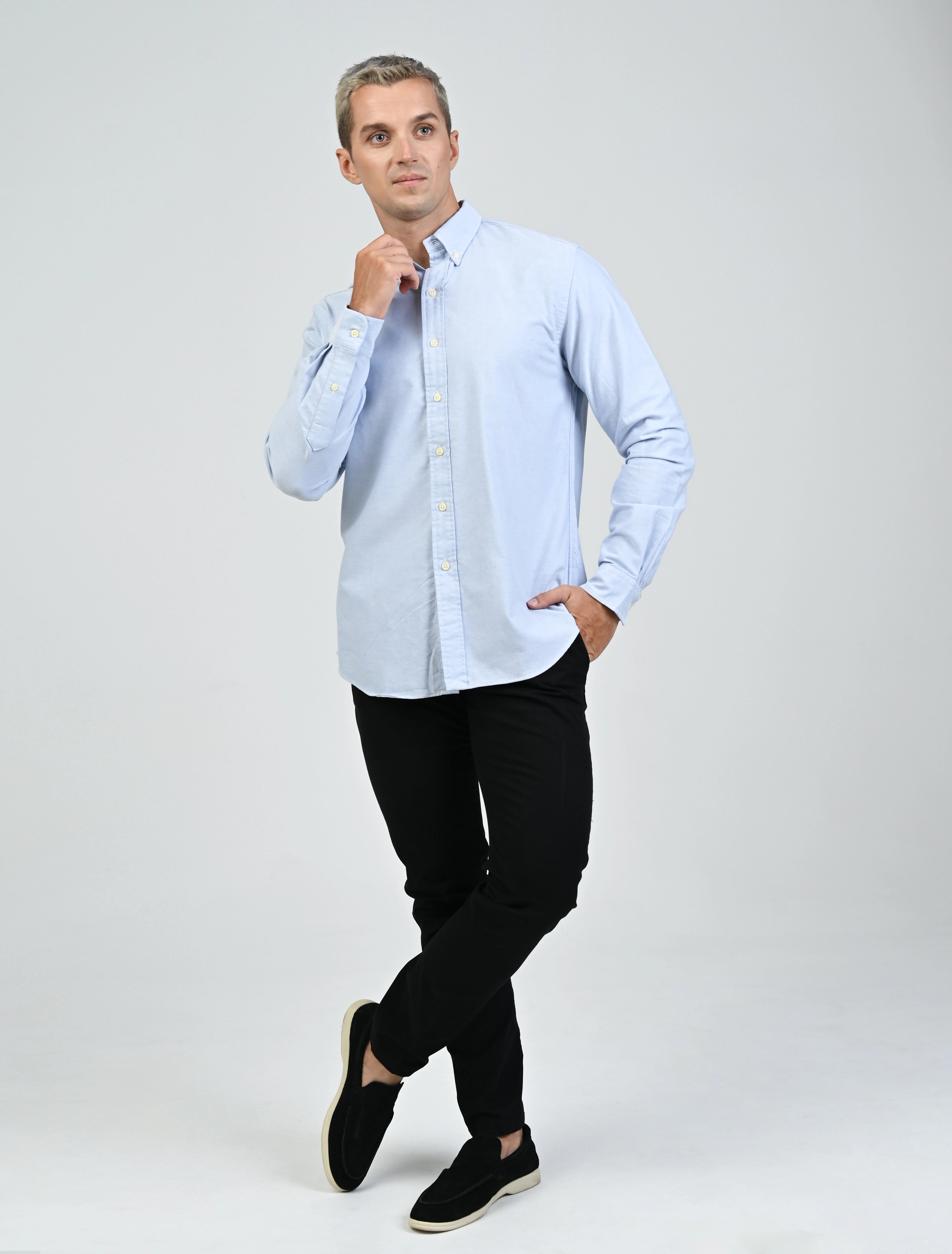 Harrington Oxford Shirt (Sky Blue)