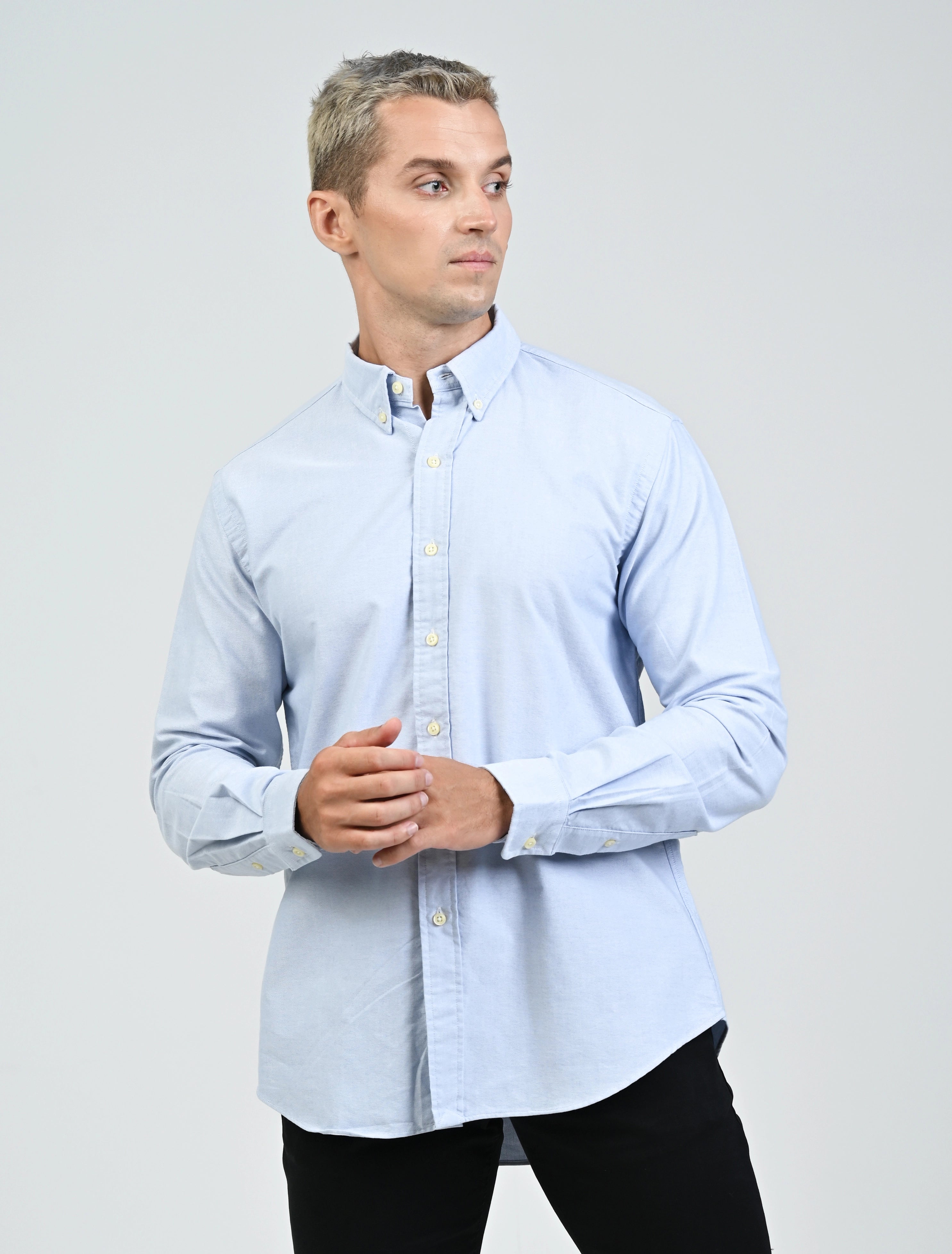 Harrington Oxford Shirt (Sky Blue)