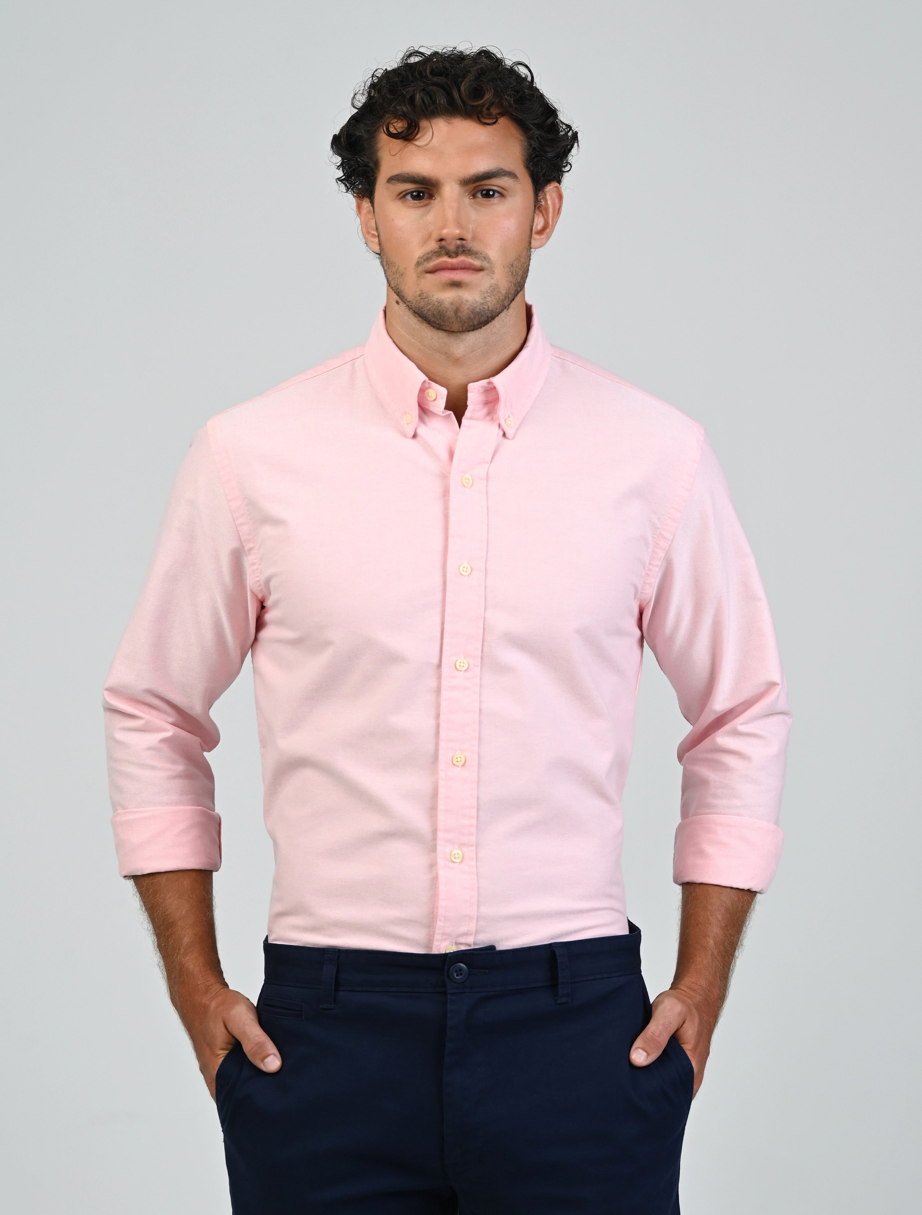 Harrington Oxford Shirt (Pink)