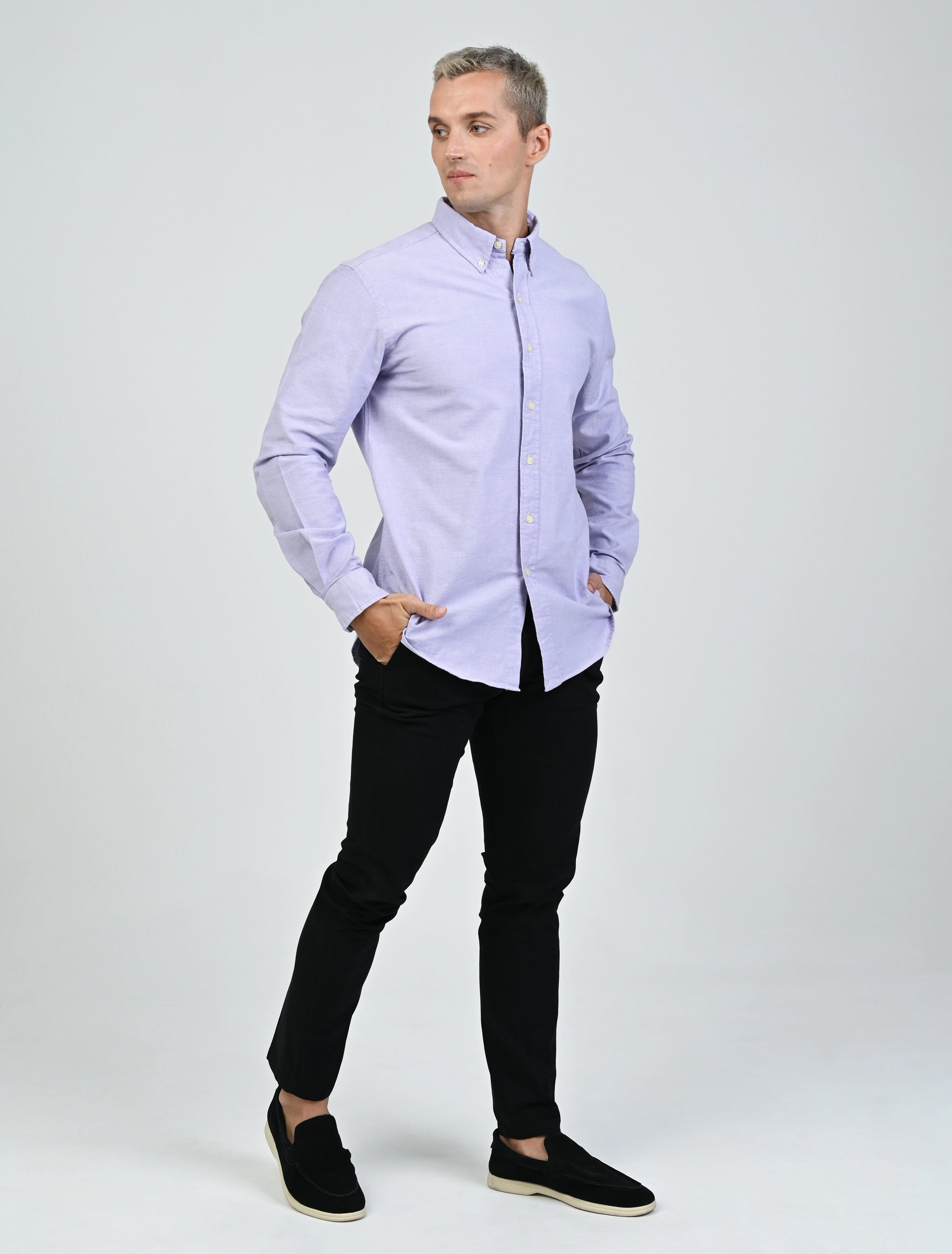 Harrington Oxford Shirt (Purple)