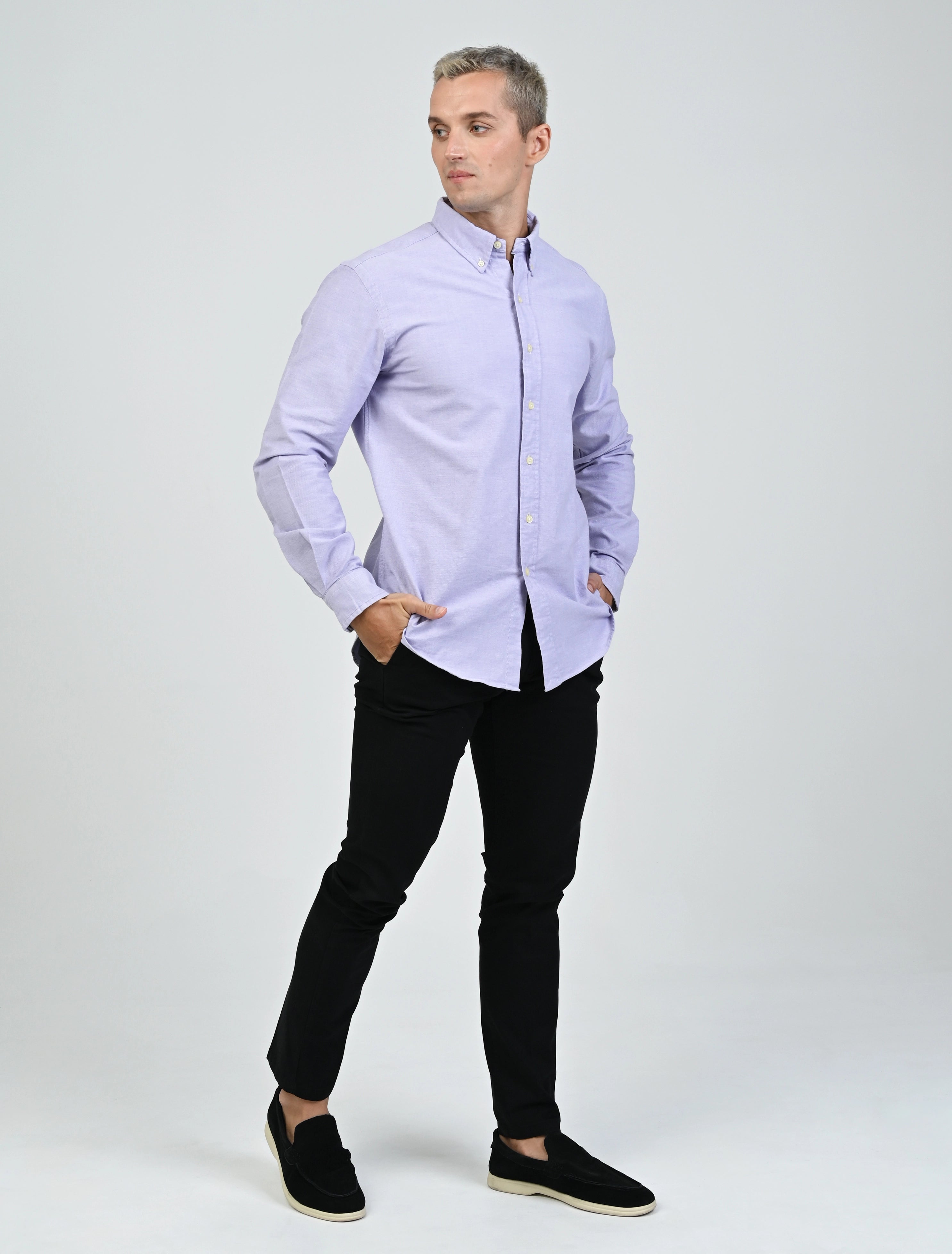 Harrington Oxford Shirt (Purple)