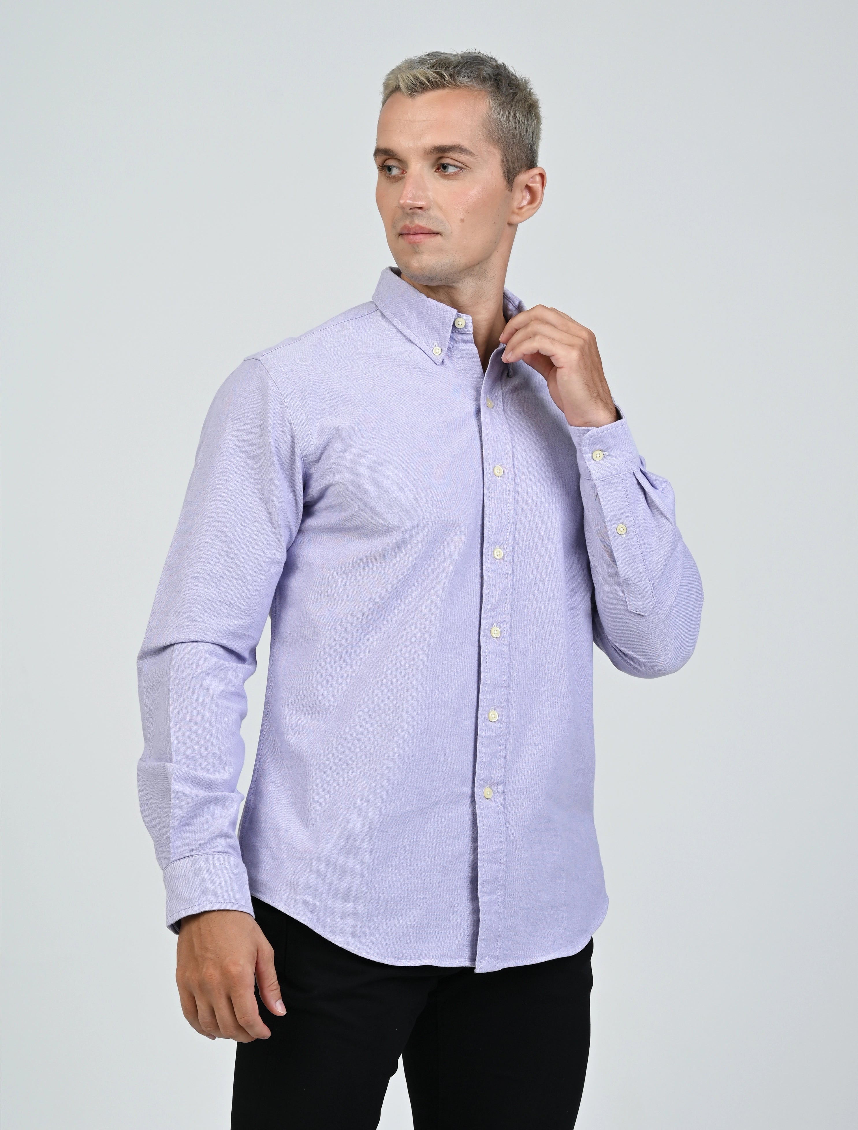 Harrington Oxford Shirt (Purple)
