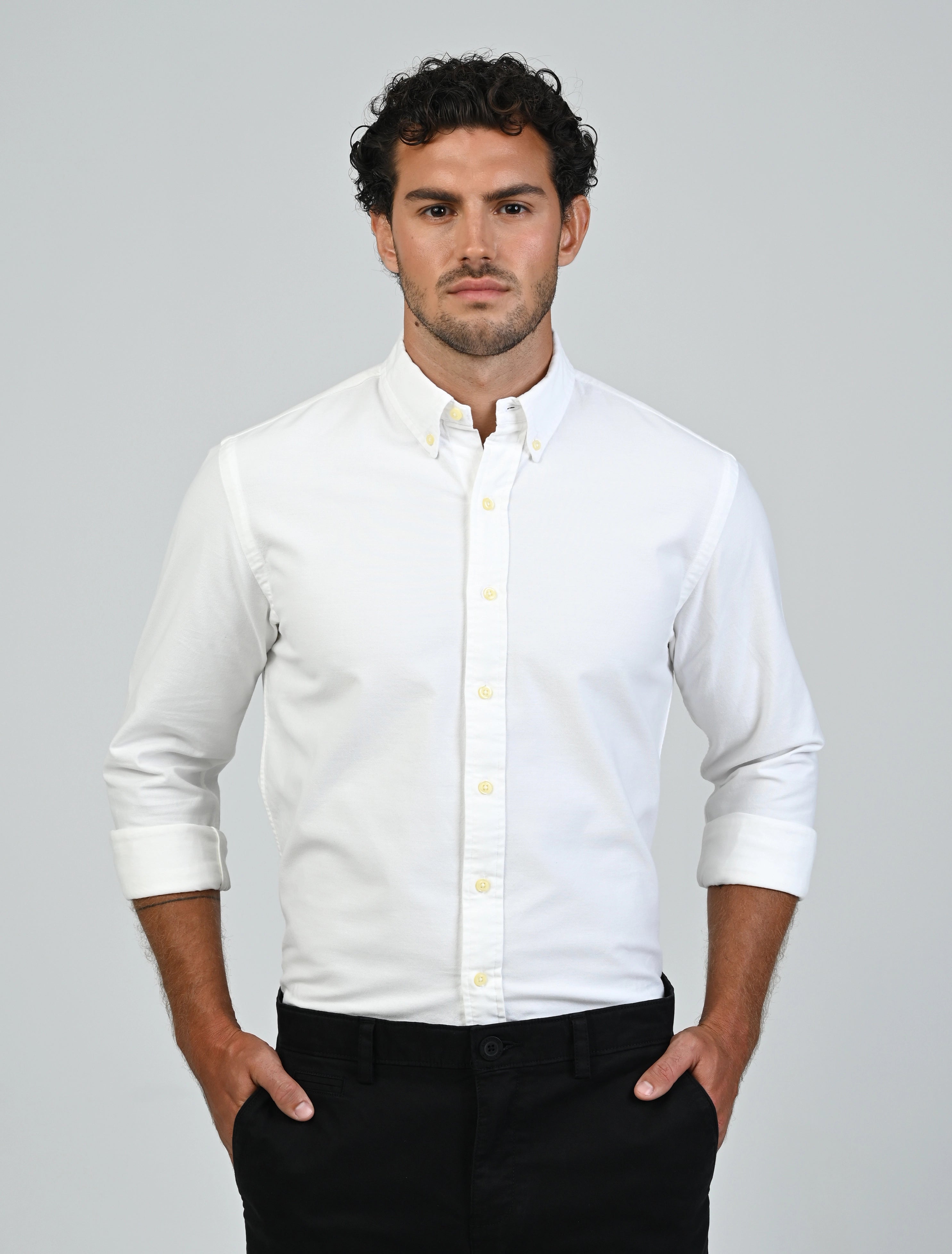 Harrington Oxford Shirt (White)