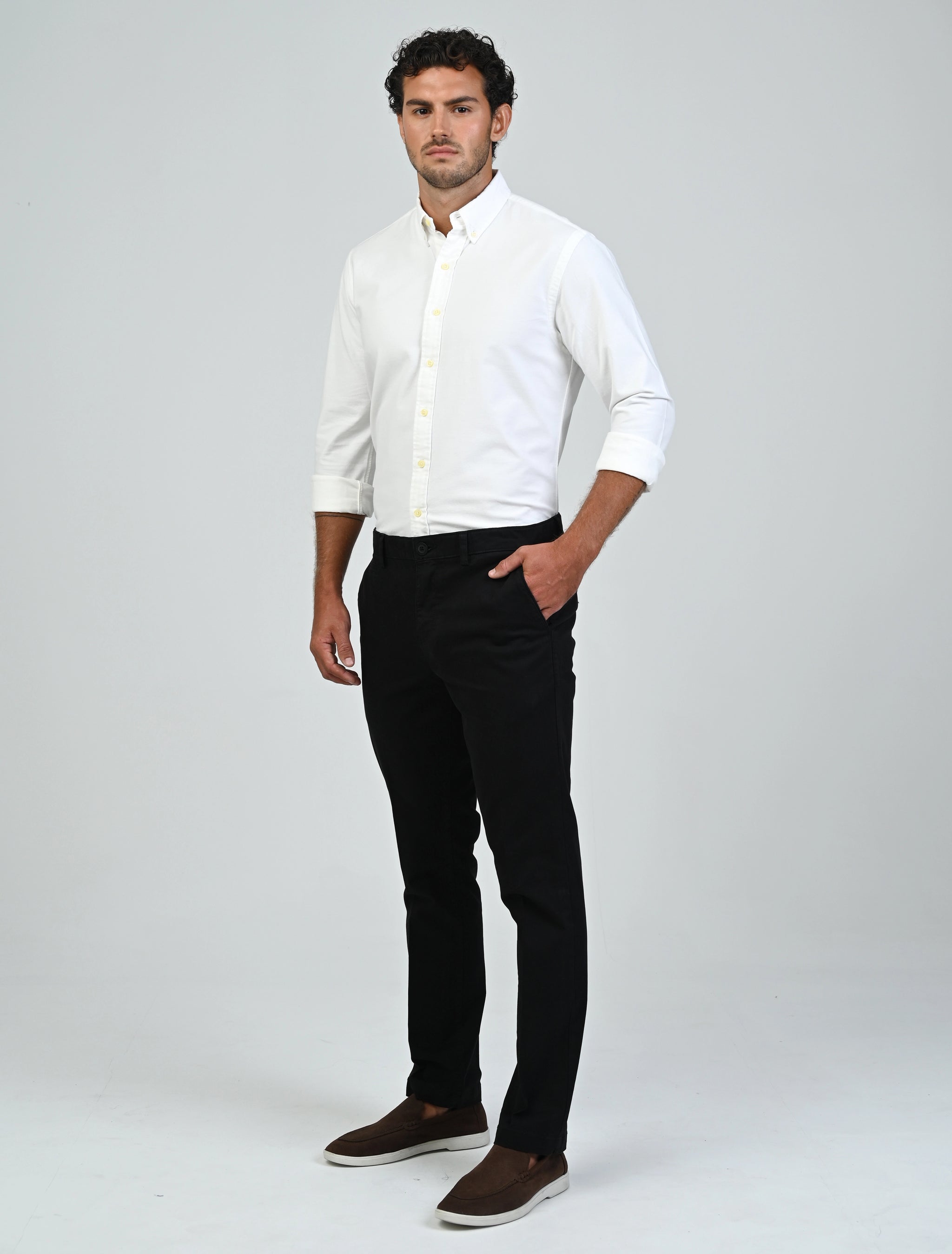 Harrington Oxford Shirt (White)
