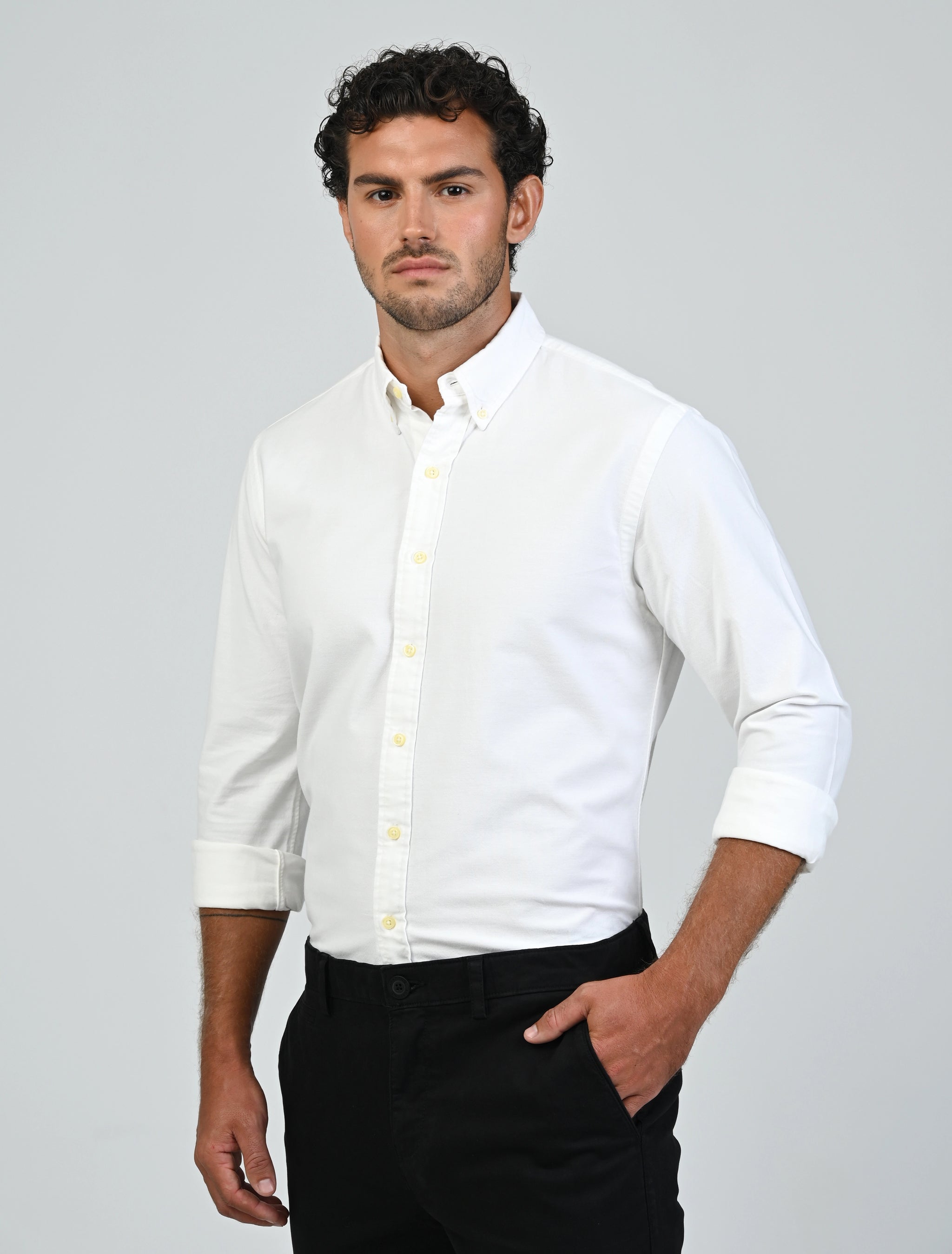 Harrington Oxford Shirt (White)