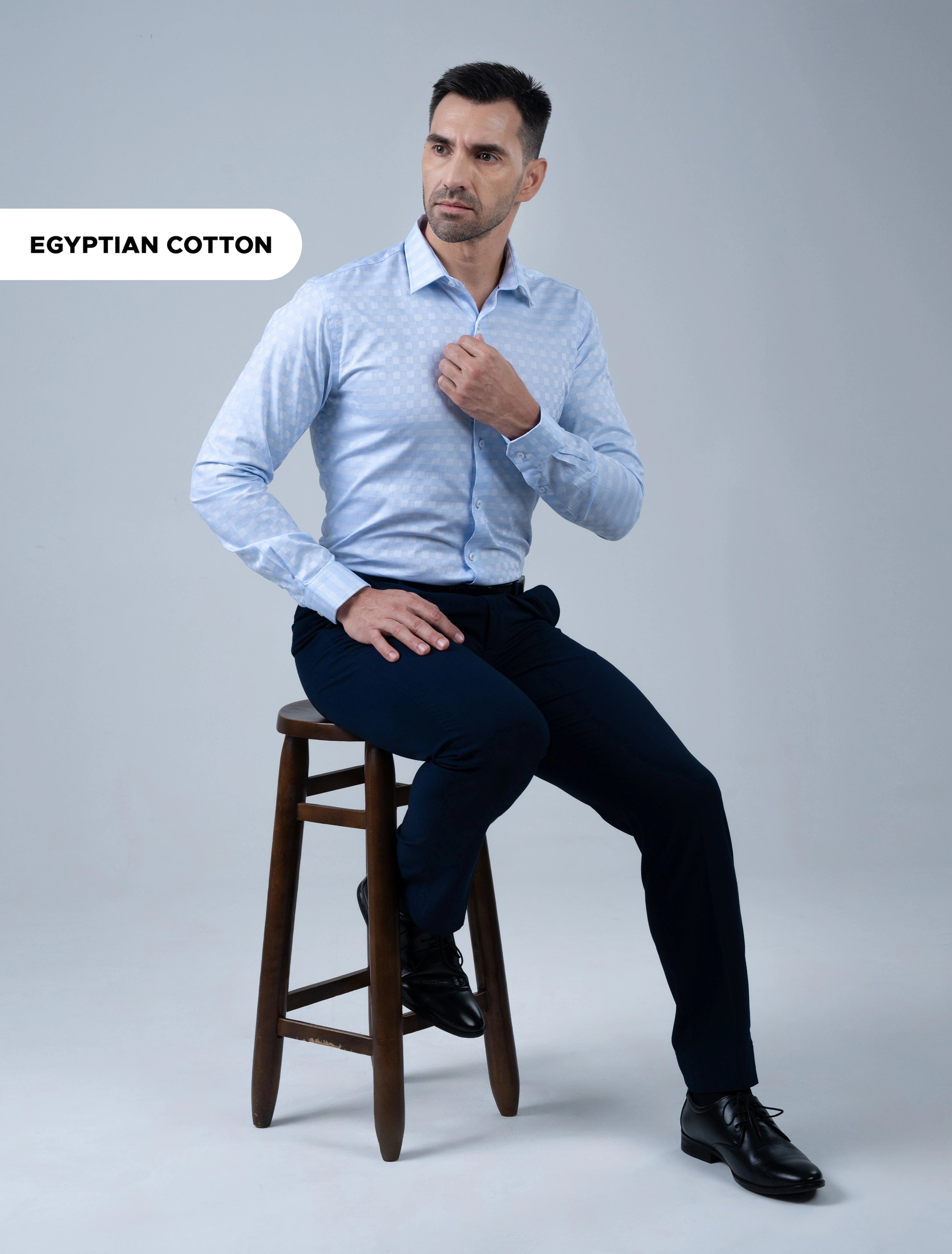Marshall Menswear Marcello luxury sky blue Egyptian Giza cotton shirt for men, a premium men's dress shirt for office, business casual and smart occasions