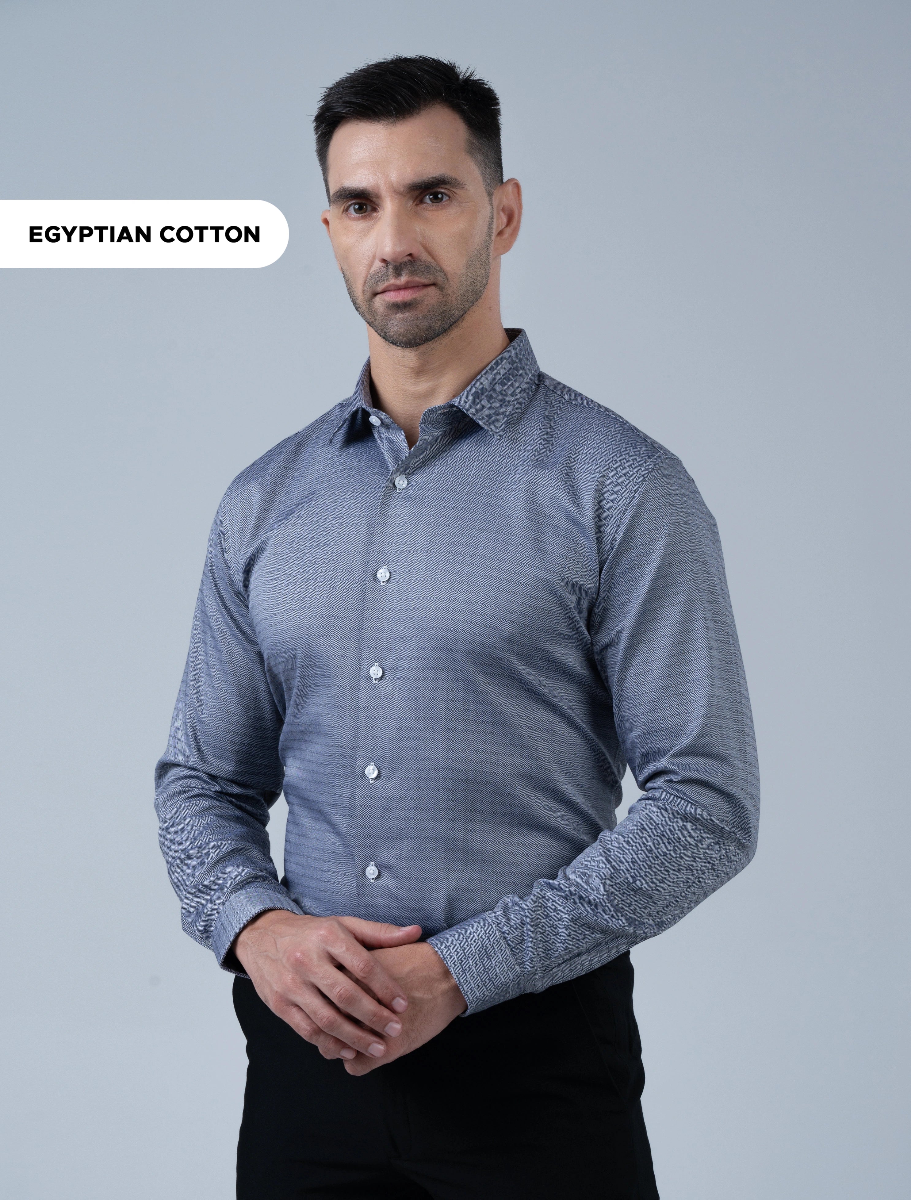 Marshall Menswear Stratford premium metal grey Egyptian cotton shirt for men, a refined men's office shirt for business, professional and smart formal wear.
